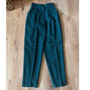 Vintage Houndstooth checkered 100% Wool High Waisted Straight Leg Trousers Sz‎ 4